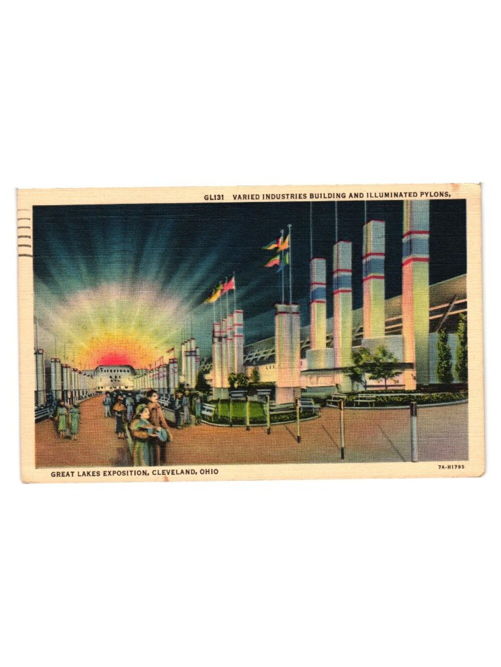 Varied Industries Building Pylons Great Lakes Exposition Cleveland OH 1937 Postc